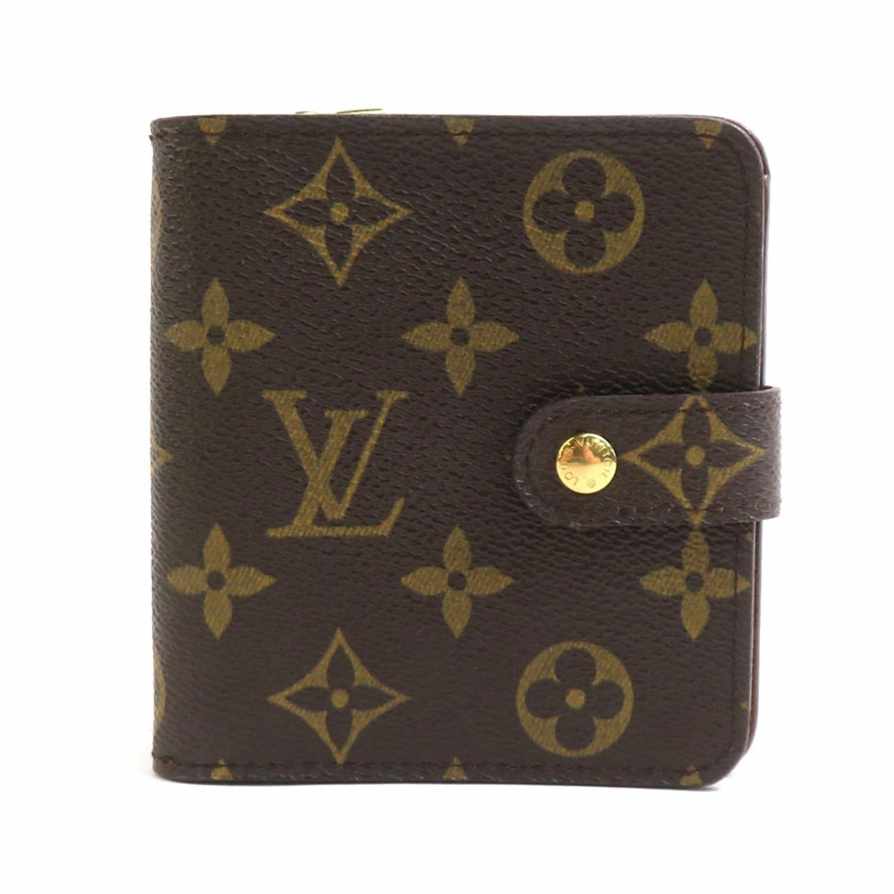 Louis Vuitton Bi fold wallet Monogram Compact Zip canvas Brown Gold